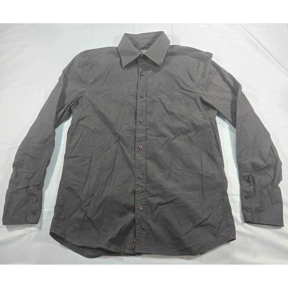 Armani Exchange Mens Black Long Sleeve Button Down Shirt Large AX Logo Tag